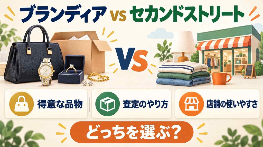 ブランディアとセカンドストリートを比較！違いは3つ、どっちを選ぶ？
