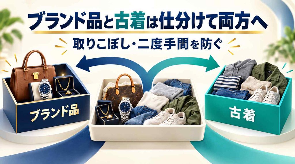 ブランド品と古着が混ざっているときは、仕分けて両方に出す