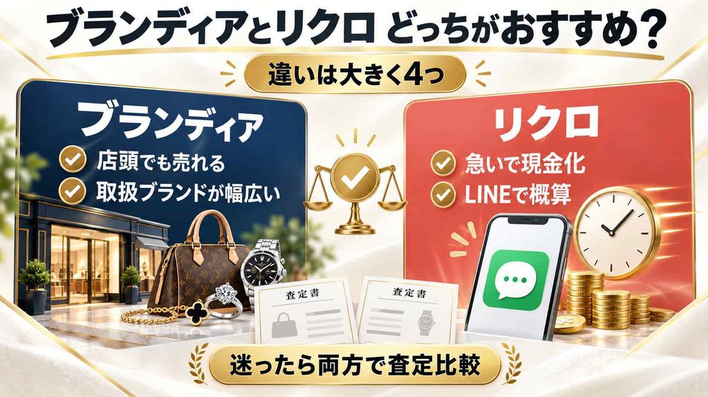 結論:ブランディアとリクロはどっちがおすすめ?違いは大きく4つ