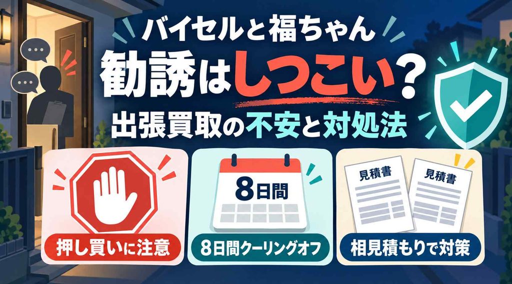 バイセルと福ちゃんは勧誘がしつこい？ 出張買取の不安と対処法