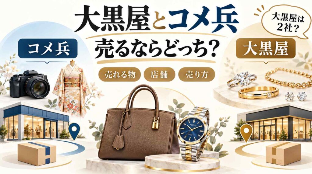 大黒屋とコメ兵を比較！大黒屋は2社？3つの違い、売るならどっち？