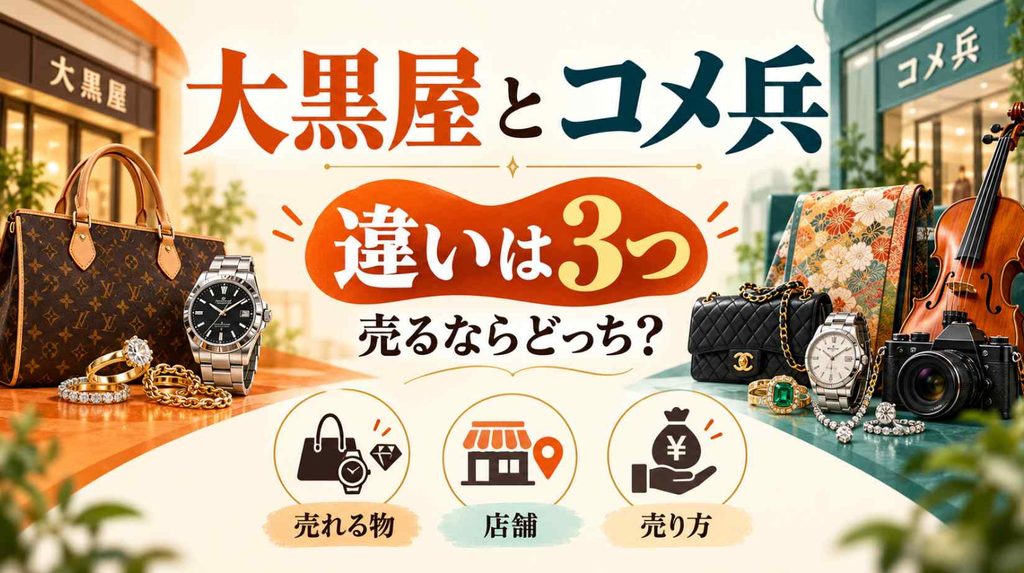 大黒屋とコメ兵を一覧で比較！ 違いは3つ、どっちに売るかすぐ分かる