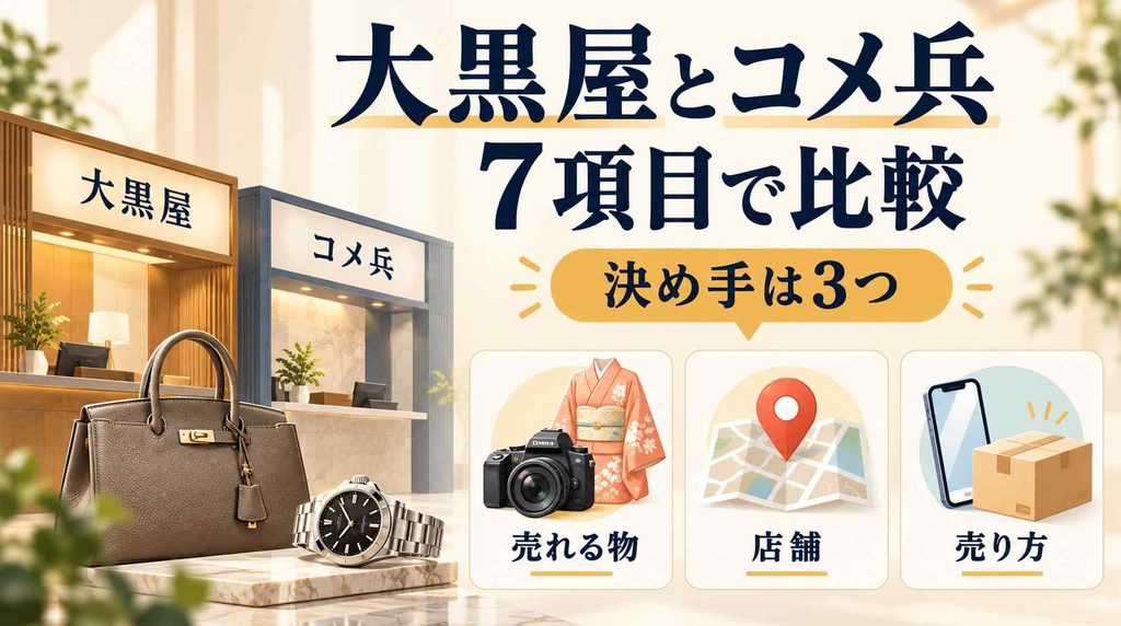 大黒屋とコメ兵の違いを7項目で比較！どっちが合うか並べてみた