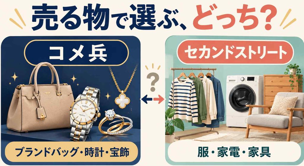 コメ兵とセカンドストリートの違いを比較：どっちで売るかは一覧で分かる
