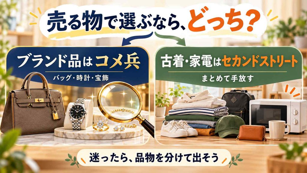 売る物別の結論：コメ兵とセカンドストリートのどっちに出すか