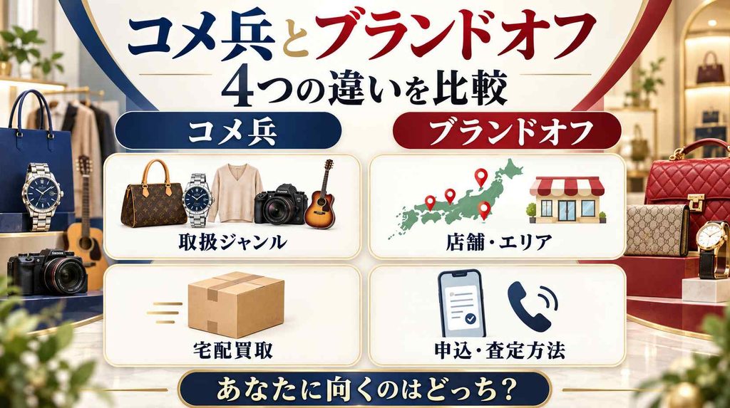 コメ兵とブランドオフの違いを一覧で比較！ どっちが向くか先に結論