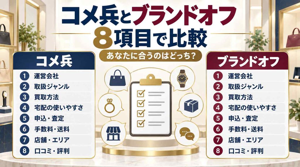 コメ兵とブランドオフの違いを8項目で比較！どっちが合う？
