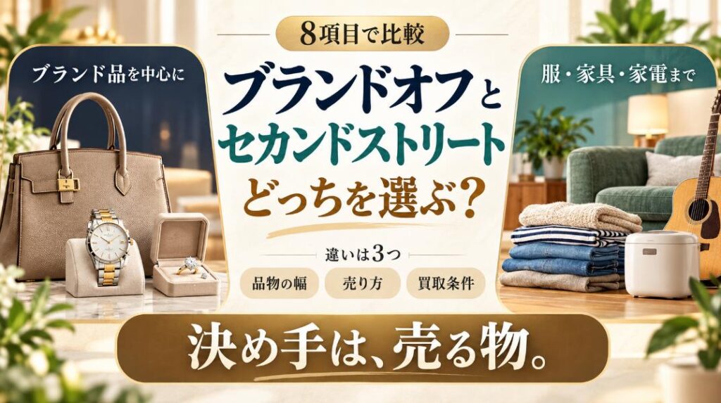 【比較】ブランドオフとセカンドストリートはどっち？ 8項目で分かった違いは3つ、決め手は売る物