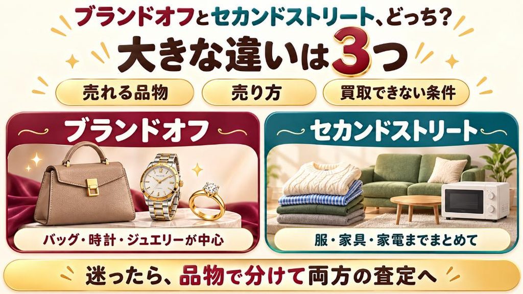 ブランドオフとセカンドストリートはどっち?比較で分かった大きな違いは3つ