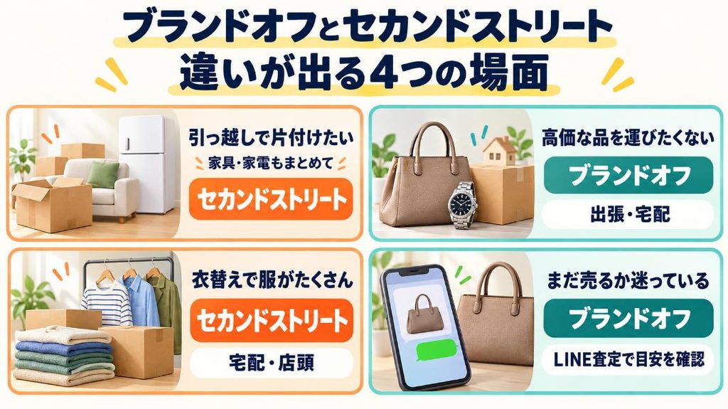 ブランドオフとセカンドストリートを場面別に比較:違いが出やすい4つの場面