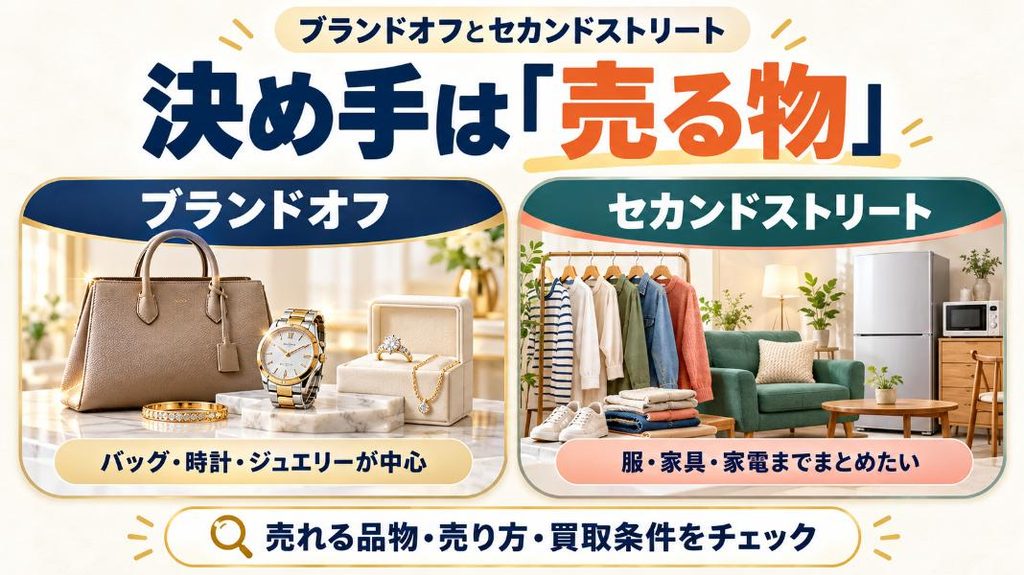 まとめ:ブランドオフとセカンドストリートのどっちにするかは、売る物で決めよう
