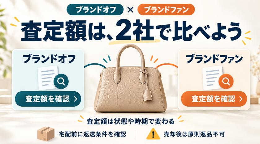 査定額の違いは、ブランドオフとブランドファンのどっちにも出して比較する