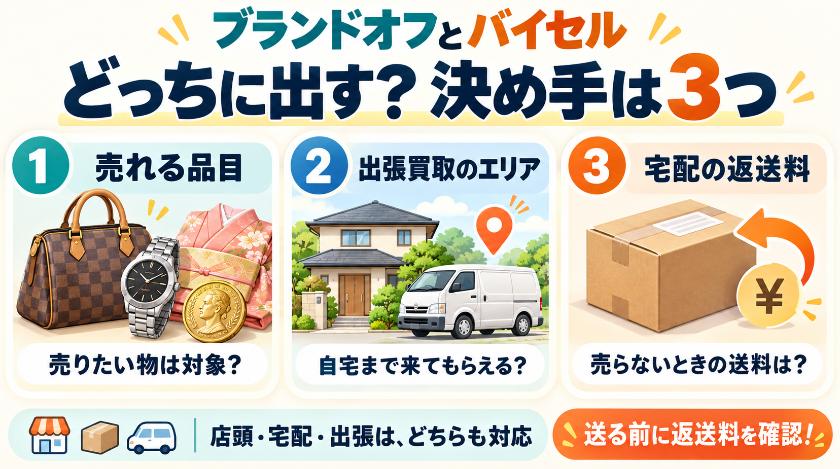 ブランドオフとバイセルの違いを一覧で比較:どっちに出すかは3つで決まる