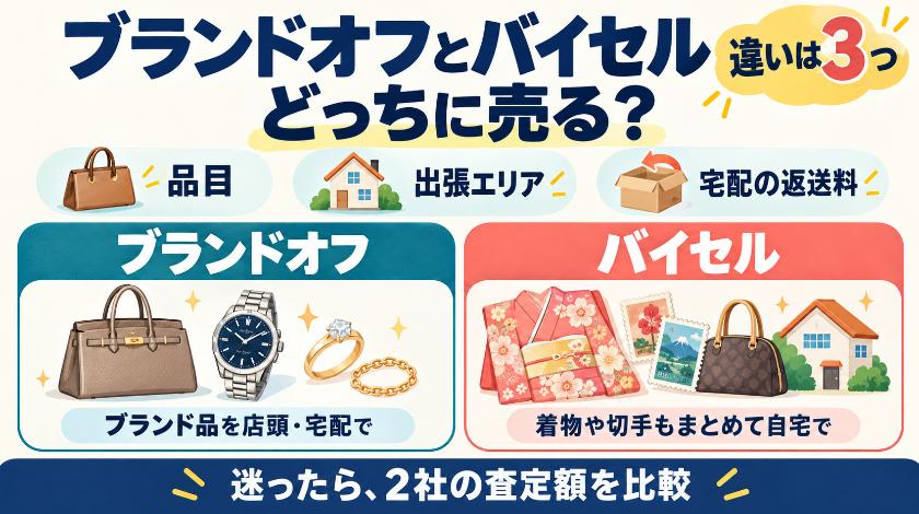 ブランドオフとバイセルはどっち?比較で分かった違いは品目と出張と返送料の3つ