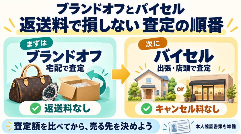 ブランドオフとバイセルのどっちにも査定を出して比較:返送料の違いで決める順番