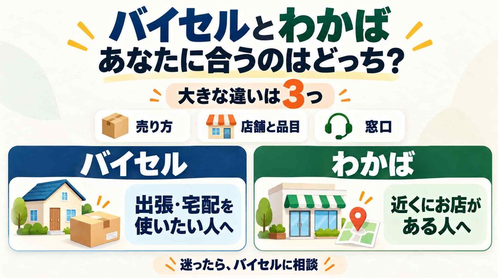 バイセルとわかばを比較してわかった大きな違いは3つ、合うのはどっち