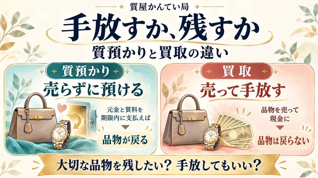 手放すか残すか：質屋かんてい局の質預かりと買取の違い