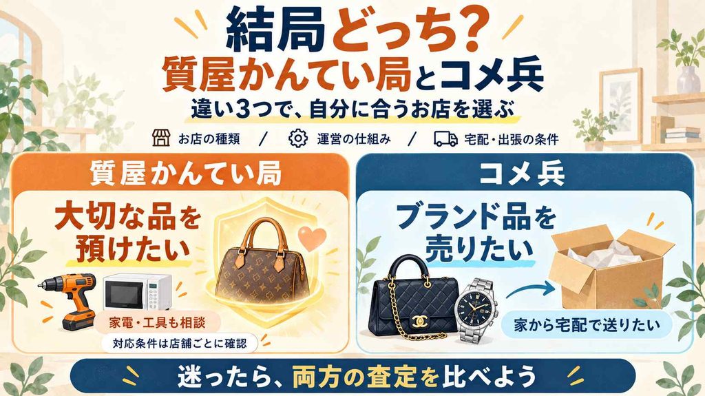 結局どっち？ 質屋かんてい局とコメ兵の違い3つを比較して選ぶ