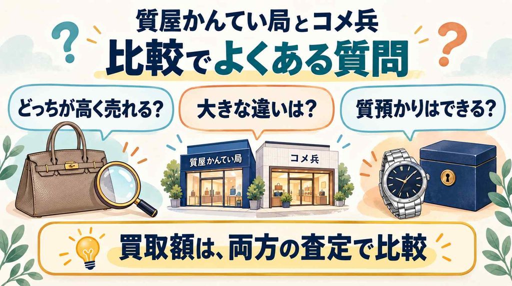 質屋かんてい局とコメ兵の比較でよくある質問