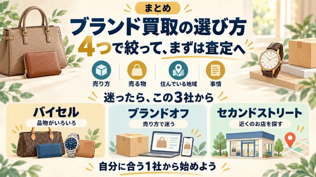 まとめ：ブランド買取の選び方は4つ、迷ったらこの3社から査定を頼もう