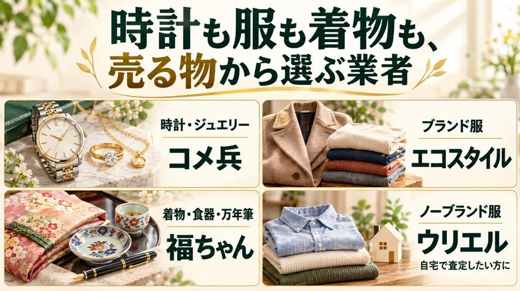 時計も服も着物も、売る物から選ぶ業者